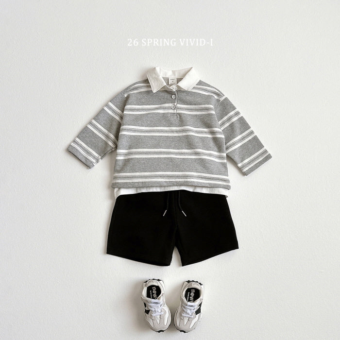 [KIDS] Multi-Stripe Collar T-Shirt
