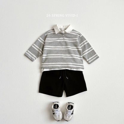 [KIDS] Multi-Stripe Collar T-Shirt