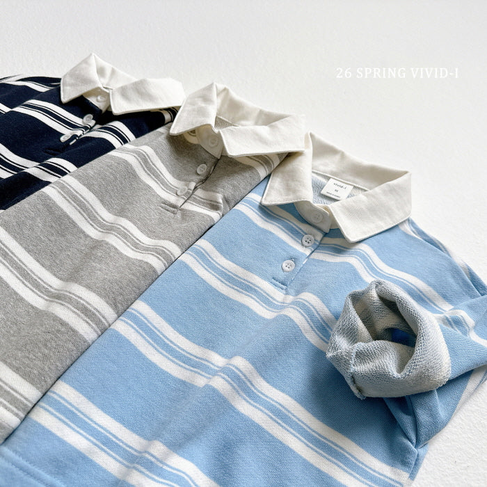 [KIDS] Multi-Stripe Collar T-Shirt