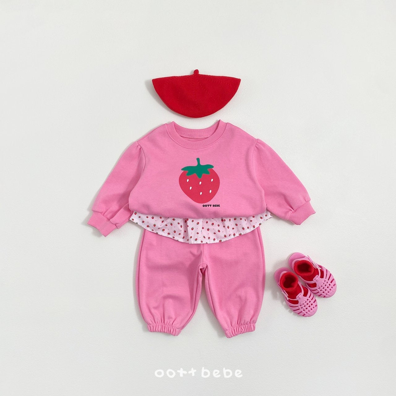 [KIDS] Strawberry-jam Top & Bottom Set