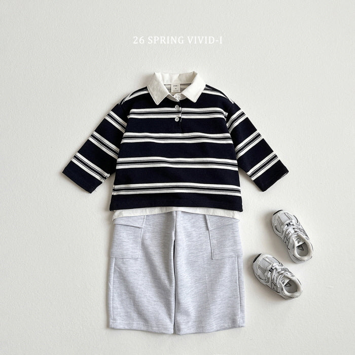 [KIDS] Multi-Stripe Collar T-Shirt