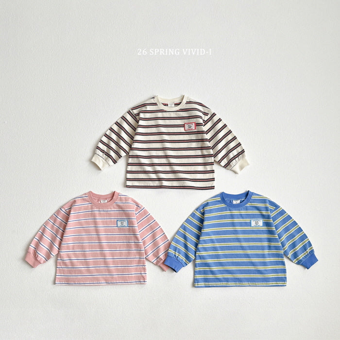 [KIDS] Animal Label Striped T-Shirt
