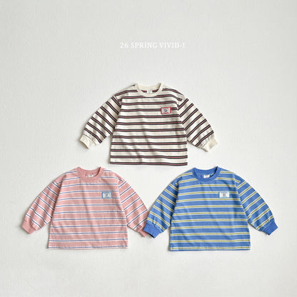 [KIDS] Animal Label Striped T-Shirt