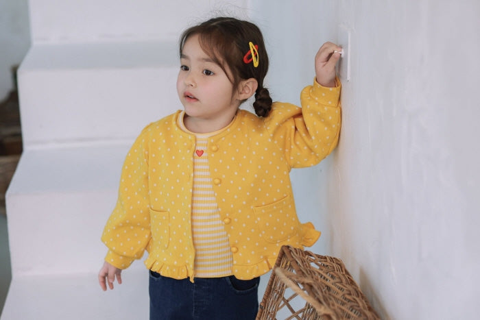 [KIDS/JUNIOR] Dot Jacquard Frill Cardigan