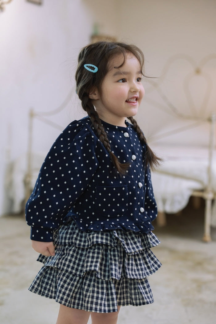 [KIDS/JUNIOR] Dot Jacquard Frill Cardigan