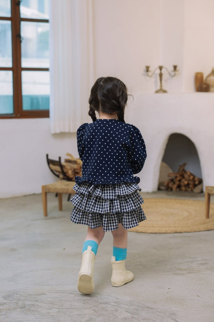 [KIDS/JUNIOR] Dot Jacquard Frill Cardigan