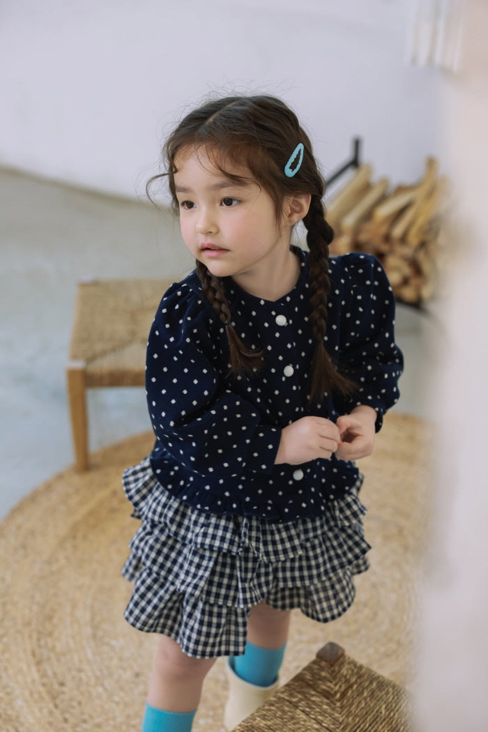 [KIDS/JUNIOR] Dot Jacquard Frill Cardigan