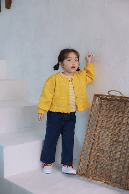 [KIDS/JUNIOR] Dot Jacquard Frill Cardigan