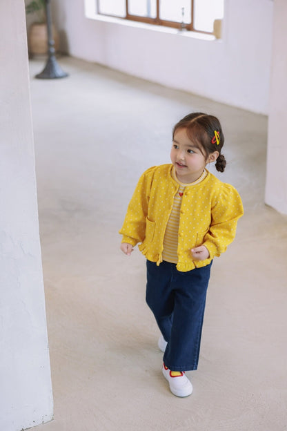 [KIDS/JUNIOR] Dot Jacquard Frill Cardigan