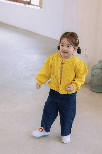 [KIDS/JUNIOR] Dot Jacquard Frill Cardigan