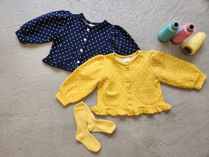 [KIDS/JUNIOR] Dot Jacquard Frill Cardigan