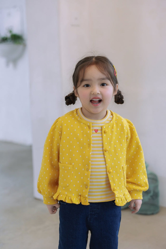 [KIDS/JUNIOR] Dot Jacquard Frill Cardigan
