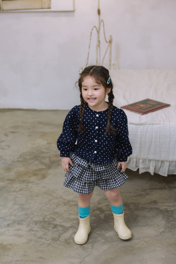 [KIDS/JUNIOR] Dot Jacquard Frill Cardigan