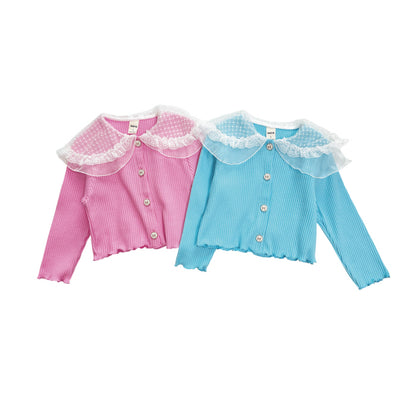 [KIDS] Lace Collar Cardigan