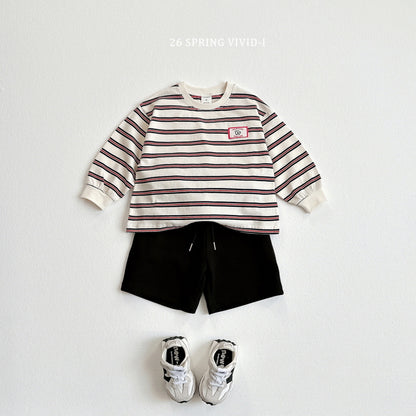 [KIDS] Animal Label Striped T-Shirt