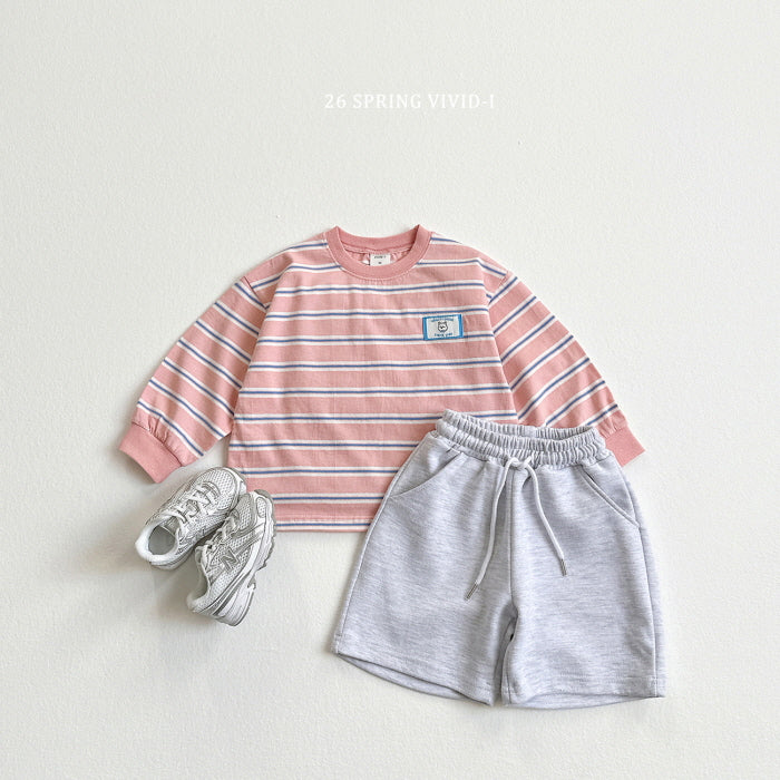 [KIDS] Animal Label Striped T-Shirt