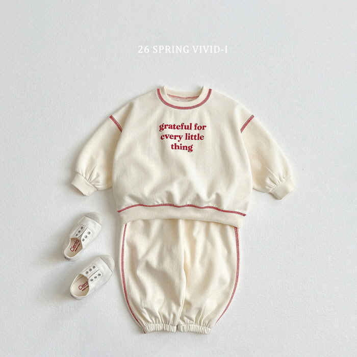 [KIDS] Lettering Stitch Top & Bottom Set