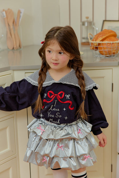 [KIDS] Ribbon tiered skirt