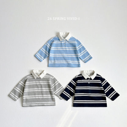 [KIDS] Multi-Stripe Collar T-Shirt