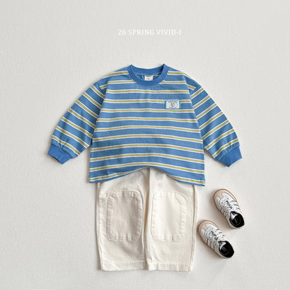 [KIDS] Animal Label Striped T-Shirt