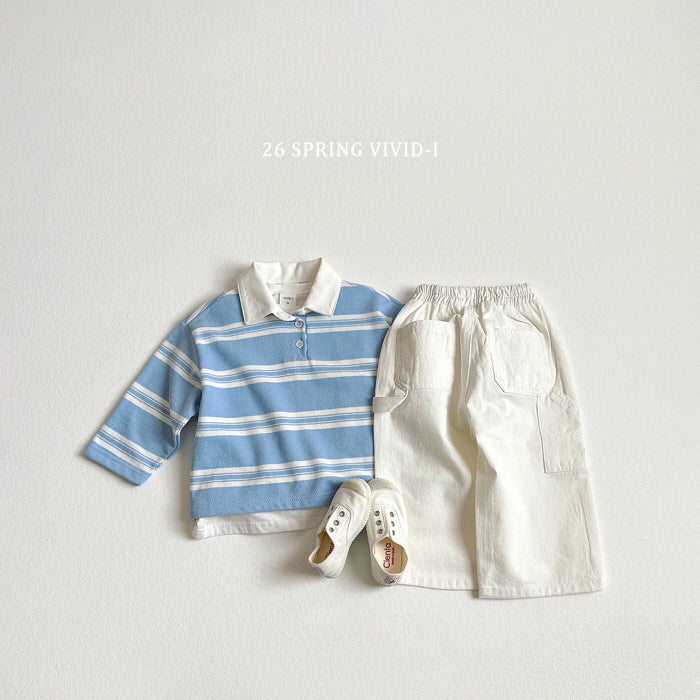 [KIDS] Multi-Stripe Collar T-Shirt