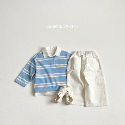 [KIDS] Multi-Stripe Collar T-Shirt