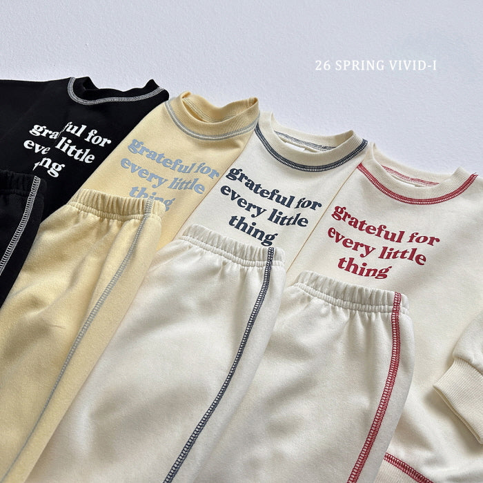 [KIDS] Lettering Stitch Top & Bottom Set