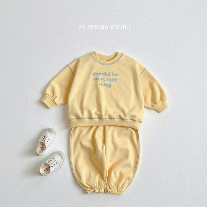 [KIDS] Lettering Stitch Top & Bottom Set