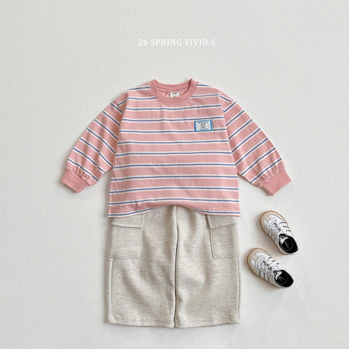 [KIDS] Animal Label Striped T-Shirt