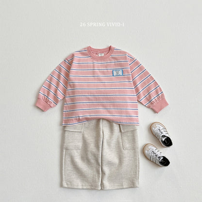 [KIDS] Animal Label Striped T-Shirt