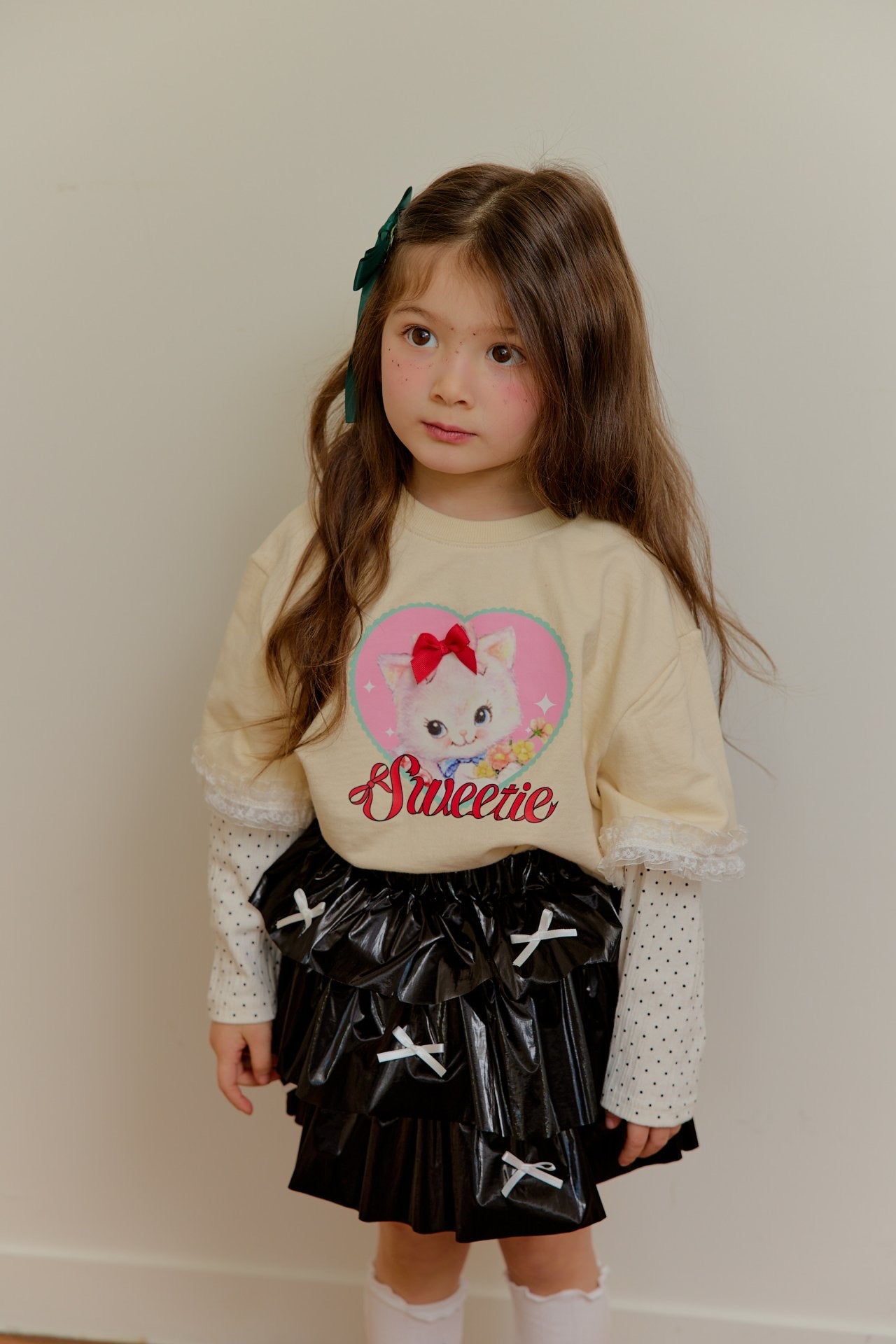[KIDS] Ribbon tiered skirt