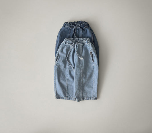 Pin tuck denim pants