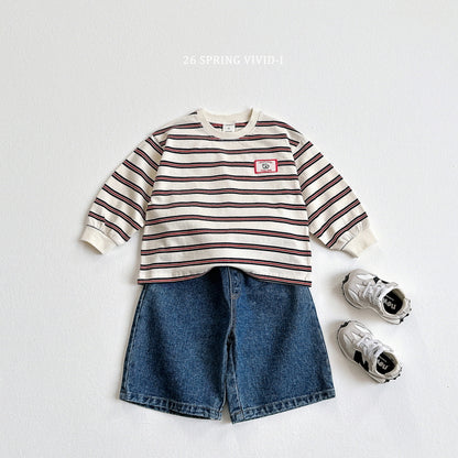 [KIDS] Animal Label Striped T-Shirt