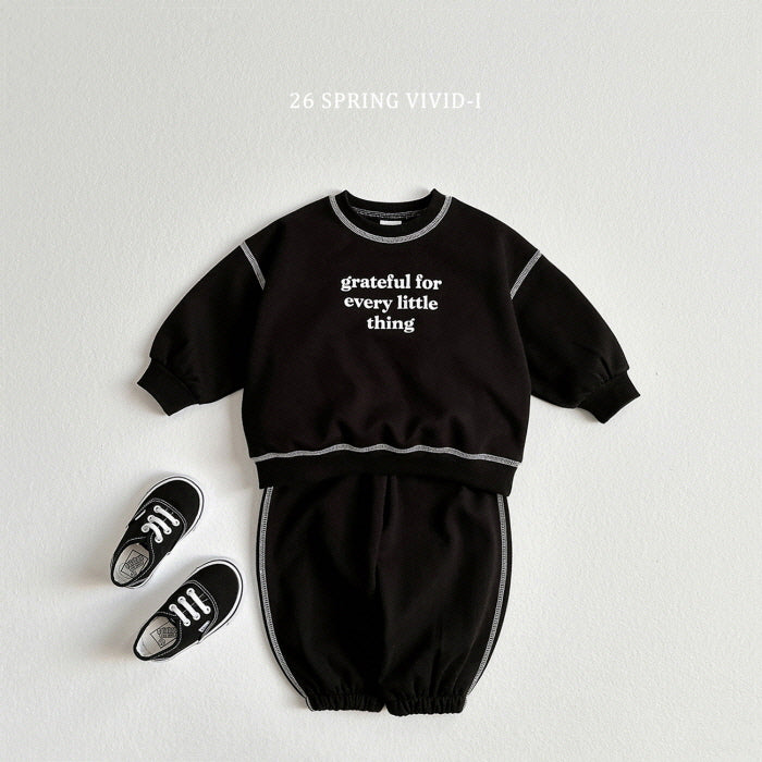 [KIDS] Lettering Stitch Top & Bottom Set