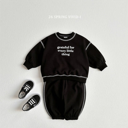 [KIDS] Lettering Stitch Top & Bottom Set
