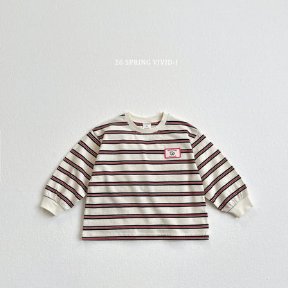 [KIDS] Animal Label Striped T-Shirt