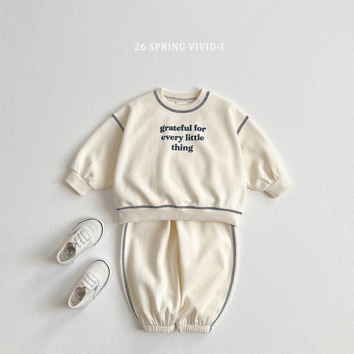 [KIDS] Lettering Stitch Top & Bottom Set