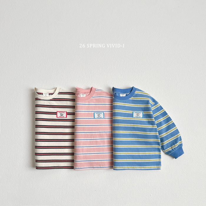 [KIDS] Animal Label Striped T-Shirt