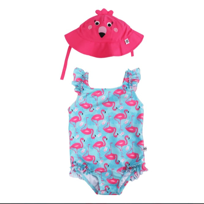 Zoocchini Baby Girl UPF50 Snap Swimsuit & Sunhat Set