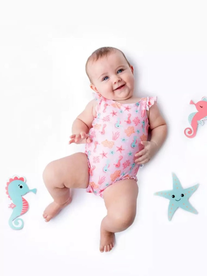 Zoocchini Baby Girl UPF50 Snap Swimsuit & Sunhat Set