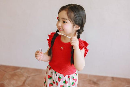 [KIDS] Strawberry Ribbed T-shirt