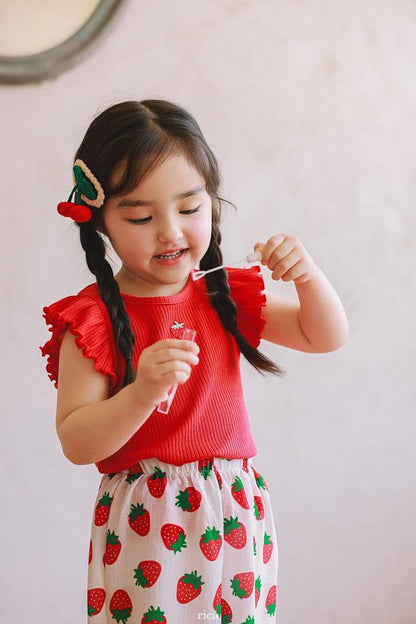 [KIDS] Strawberry Ribbed T-shirt