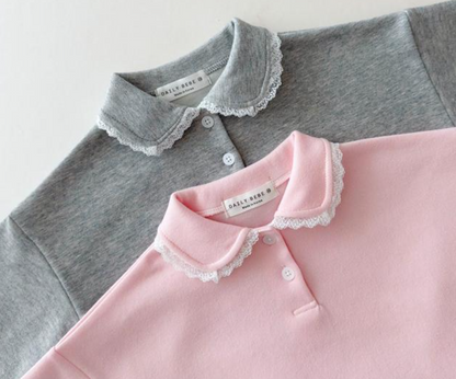 [KIDS] Lace Point Top & Bottom Set