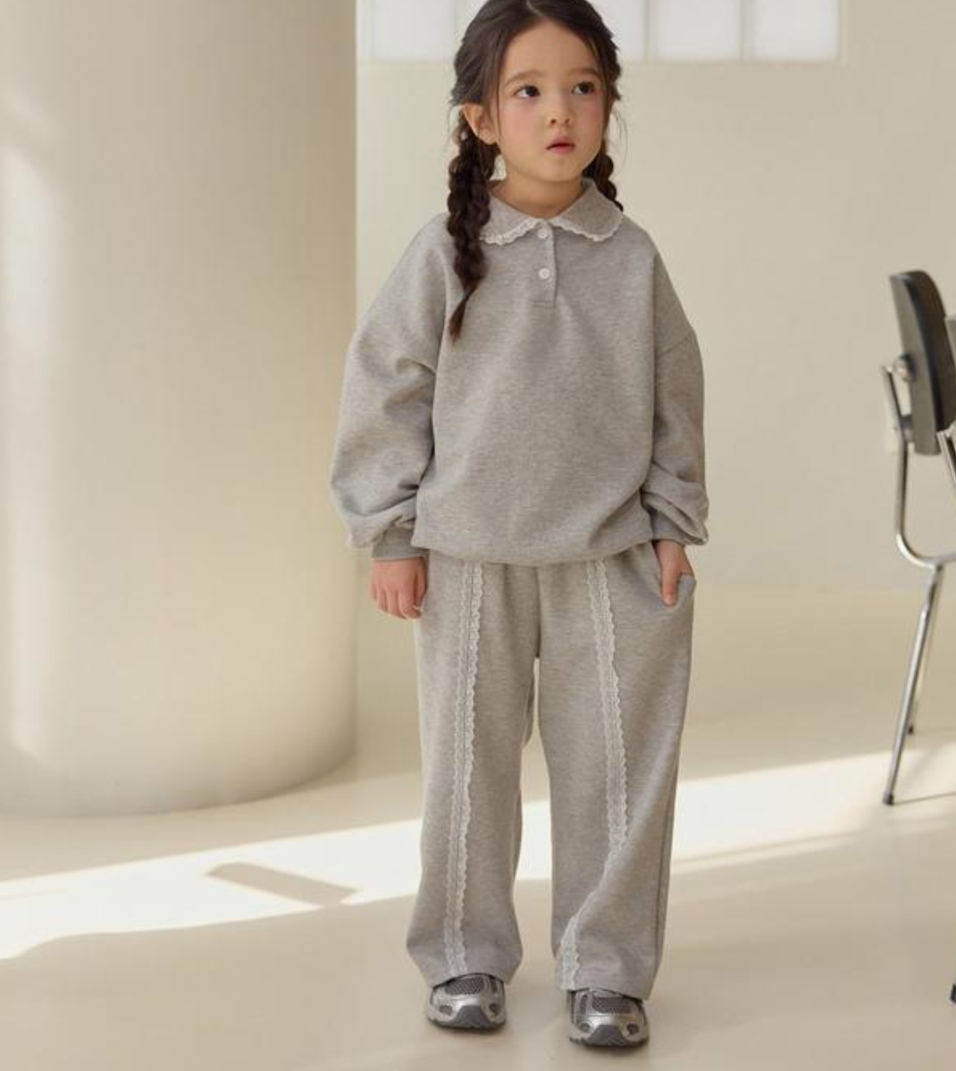 [KIDS] Lace Point Top & Bottom Set