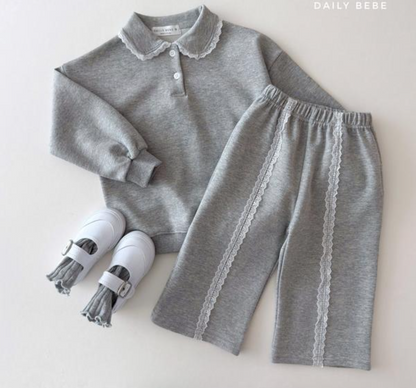 [KIDS] Lace Point Top & Bottom Set