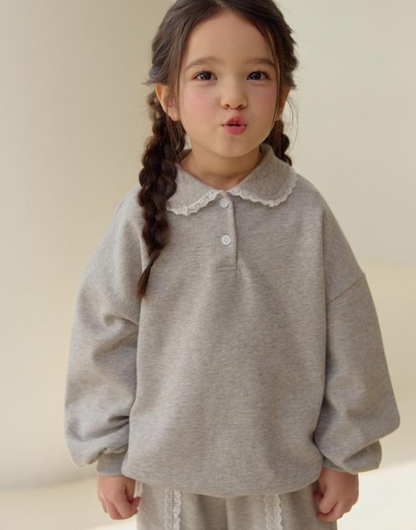 [KIDS] Lace Point Top & Bottom Set