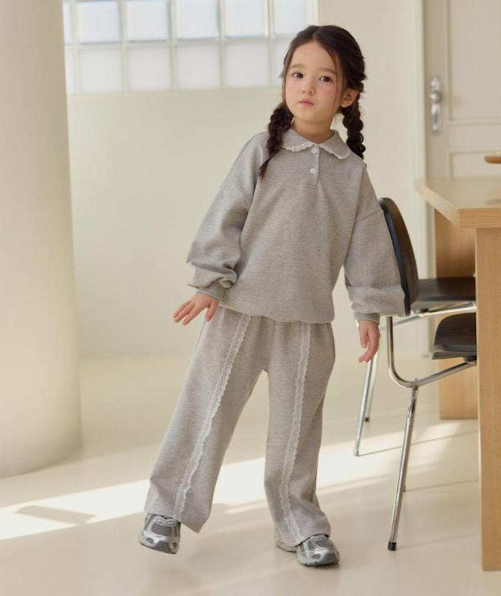 [KIDS] Lace Point Top & Bottom Set