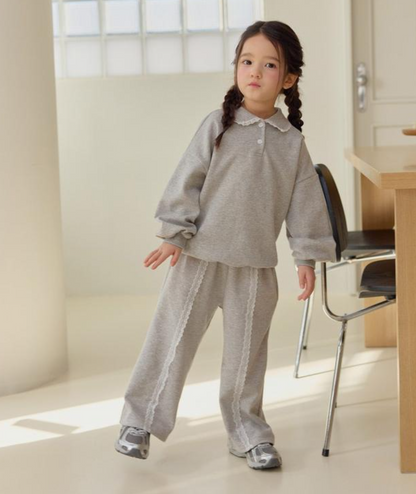 [KIDS] Lace Point Top & Bottom Set