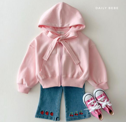 [KIDS] Ribbon Hood Zip-up