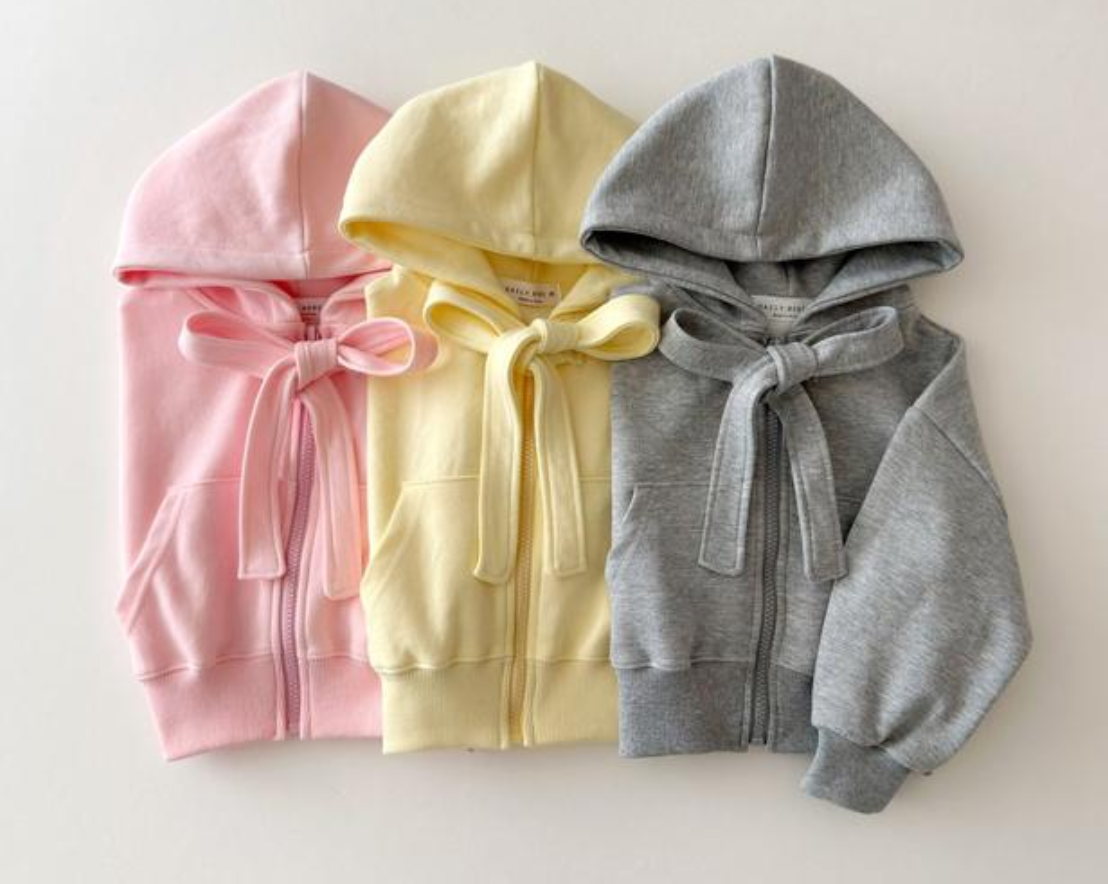 [KIDS] Ribbon Hood Zip-up